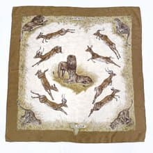 【日本直送 中古美品】エルメス HERMES スカーフ カレ 90 大判スカーフ 正方形 KENYA ケニヤ アニマル 動物 シルク100% ブラウン