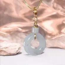 【願‧平安】冰種翡翠平安扣項鍊 14K包金 | 天然緬甸A貨翡翠 |