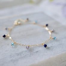 ITS-B119【14KGF手鍊・寶石・托帕/青金石/菫青石】細緻手鍊1條。