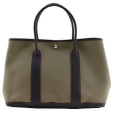 【日本直送】エルメス HERMES ガーデンパーティ36 PM トートバッグ トワルオフィシエ カーキ  レディース【中古】