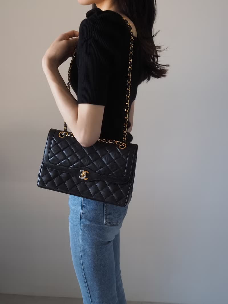 CHANEL シャネル マトラッセ パリ限定 チェーン ショルダーバッグ ブラック ヴィンテージ