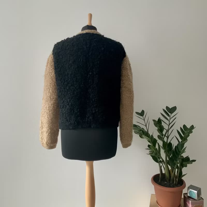 歐洲古著 義大利製 Sonia Rykiel 綁帶 咖啡與黑色羊毛外套