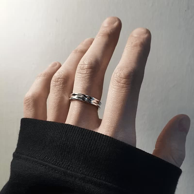 (925 Sterling Silver) Melted Curve Ring