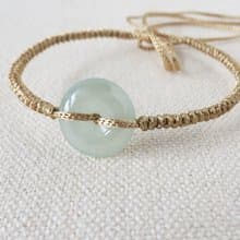 本命年【歲歲平安】冰晴翡翠絲光編織手鍊*SS47*招財、保平安