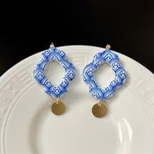 • 手工軟陶耳環 • 仿陶瓷摩洛哥 (可改耳夾)