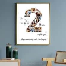 2nd Number Photo collage Editable Canva Template, Anniversary Gift, Brthday Gift