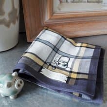 免費定制手綉字母 手工刺繡色織格子全棉手帕 - 茶叙