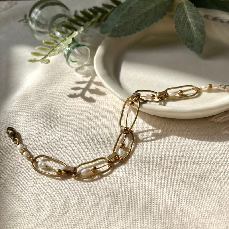 老林雜貨 | 珍珠列車手鍊