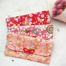 免費繡名字。彩蝶戀櫻花-3款可選。布紅包袋 / 口罩收納袋