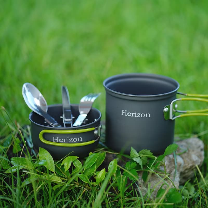 Horizon 天際線 輕量化野營鍋餐具五件組 春芽綠/晨曦橘