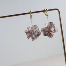 心花開 花球耳環 紫色-手作水晶花 樹脂飾品 禮物 閨蜜飾品