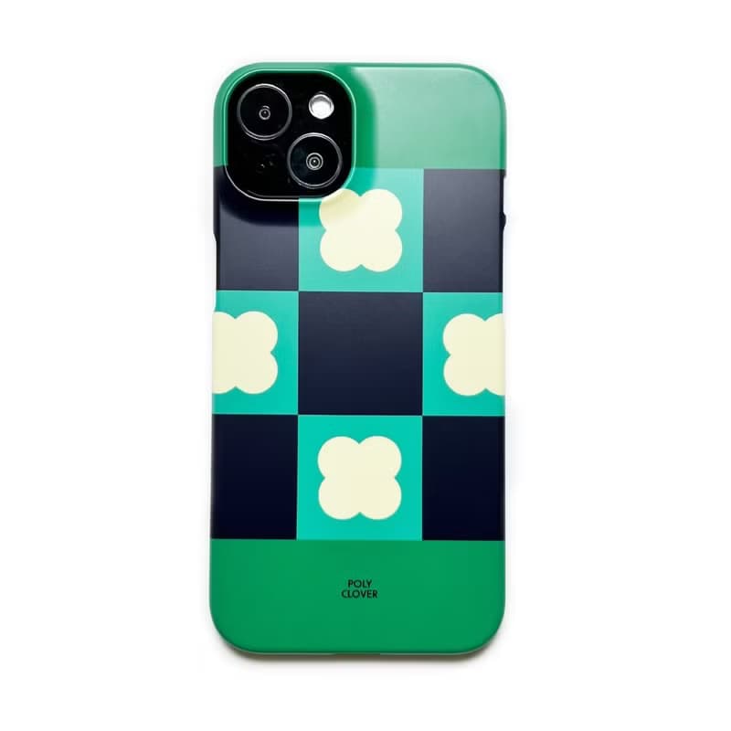 clover check hard phone case (green)