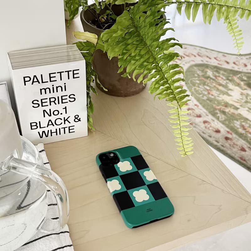 clover check hard phone case (green)