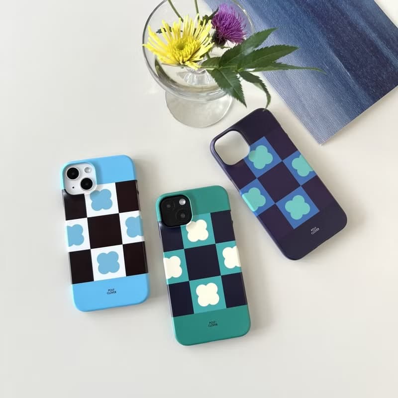 clover check hard phone case (green)