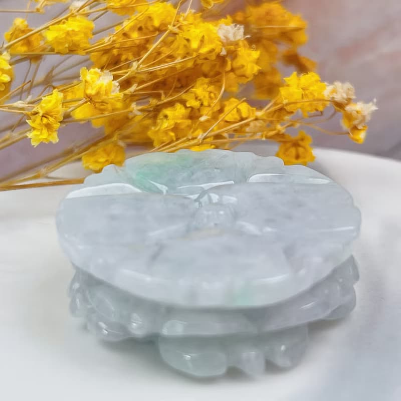 冰飄綠翡翠牡丹花 | 天然緬甸A貨翡翠 | 送禮