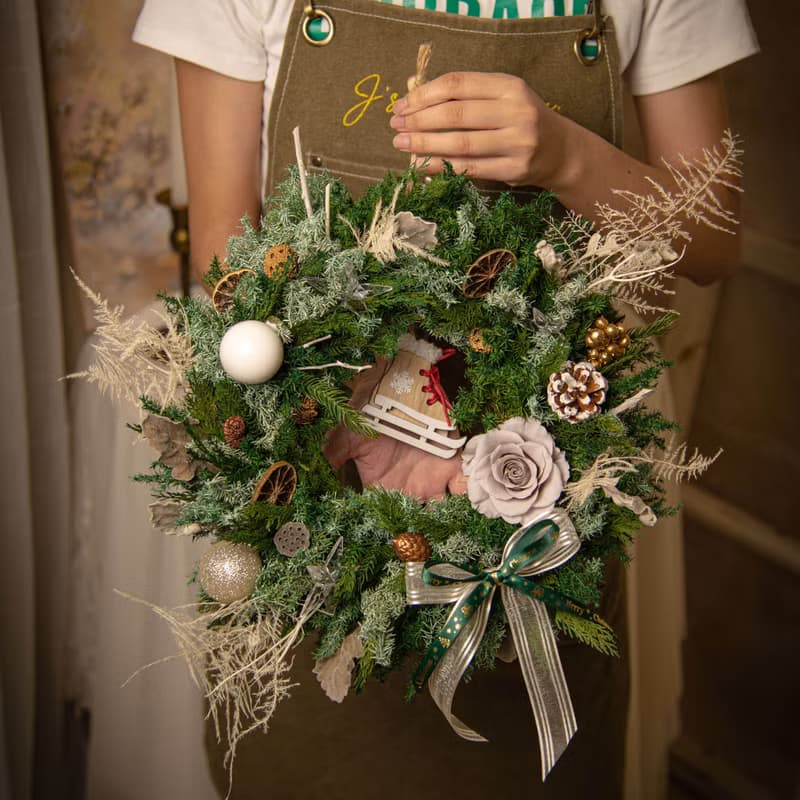 【Star星願】日本永生花 乾燥花 大型聖誕花圈 花環 佈置擺飾
