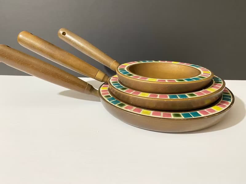 帶有可拆卸手柄的復古木餐具 3 件套木質圓盤