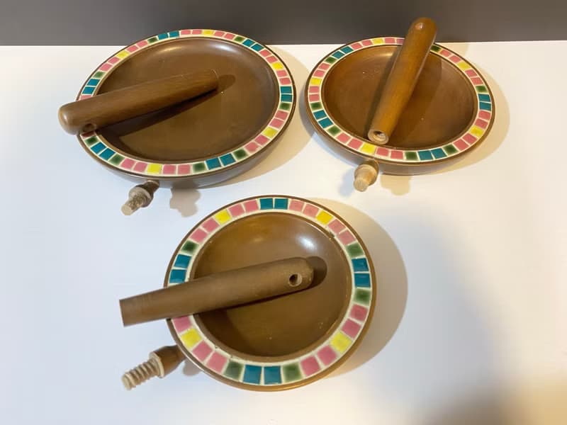 帶有可拆卸手柄的復古木餐具 3 件套木質圓盤