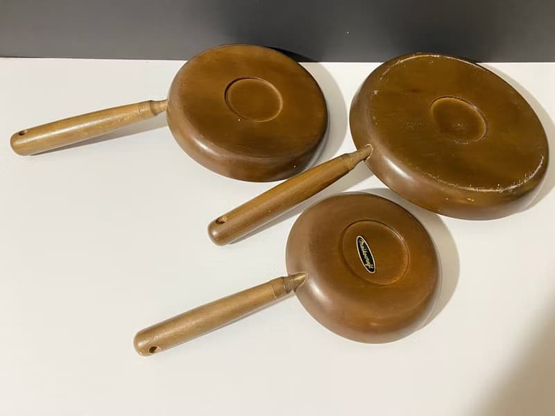 帶有可拆卸手柄的復古木餐具 3 件套木質圓盤