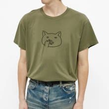 Nose Picking Cat 中性短袖T恤 軍綠色 貓咪挖鼻孔 厭世禮物