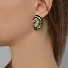 Earrings Stud earrings with crystals in green colorChristmas Gift Wrapping