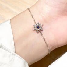 冰藍雪花 | 氣質白色鋯石純銀鍍白金手鍊
