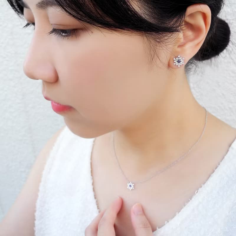 冰藍雪花 | 氣質白色鋯石純銀鍍白金手鍊