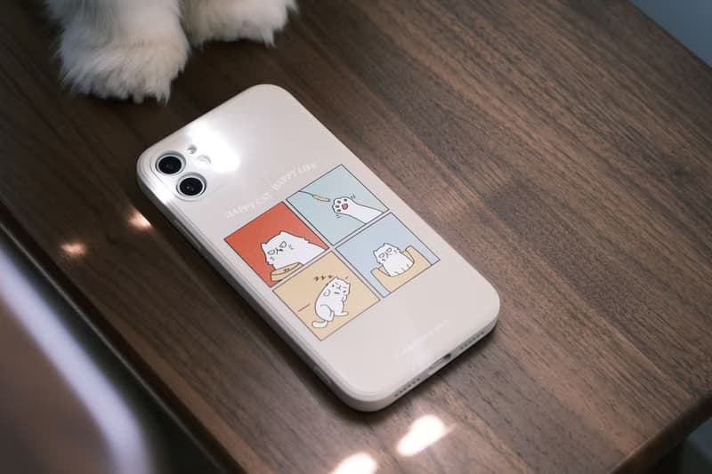 Happy Cat Happy Life 燕麥色防摔手機殼