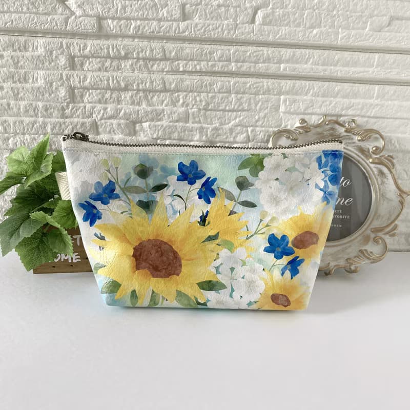 三角ポーチ　ひまわりの花束