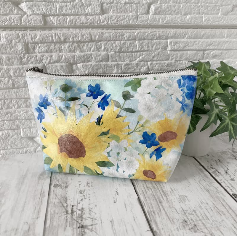 三角ポーチ　ひまわりの花束