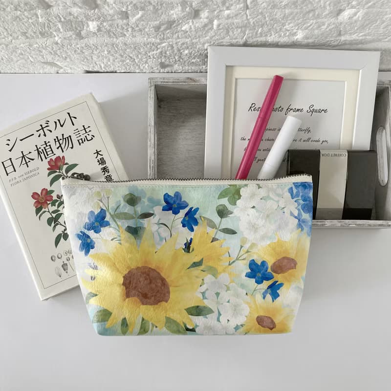 三角ポーチ　ひまわりの花束
