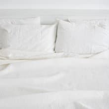 White linen sheet set / Flat+fitted sheet+2 pillowcases / White bedding