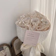 Flora Flower俄羅斯永生花束-香奈兒珍珠(白布/奶茶布/黑布)