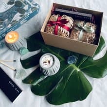 【能量火山許願蠟燭】藏傳草本許願蠟燭+能量水晶 清水模火山