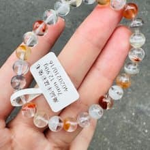 春天色糖果玻璃體半盆彩兔毛水晶7mm12.90g手珠稀有紫兔毛藍兔毛