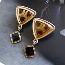Vintage Jewelry 西洋古董飾品 幾何 藝術普普  針式耳環