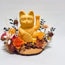永生乾燥花—招財貓名片座