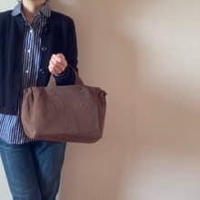 ギャザートート　Basic　チョコレートブラウン　焦げ茶　８号帆布　トートバッグ　マチ広め