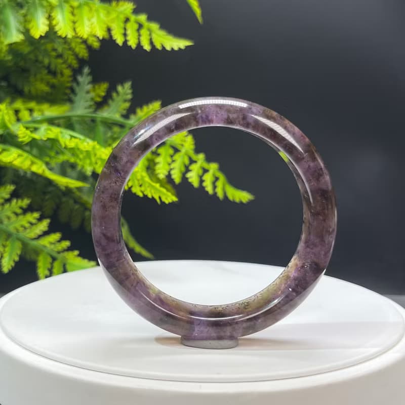 畢業級 極光23水晶手鐲 54MM 冰透彩虹閃片紫色水晶手環 羽毛金牙
