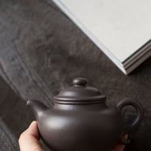 送禮紫砂壺茶壺莲子 慕古款 240cc 原矿极品天青料 正宗润泽 器型