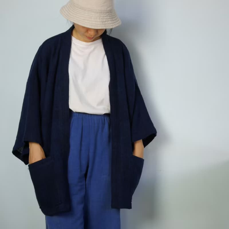Handwoven cotton  Kimono... (Blue-Black)