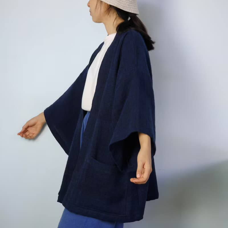Handwoven cotton  Kimono... (Blue-Black)
