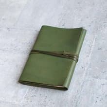 A5 真皮橄欖綠色真牛皮革筆記本/書套