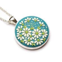 Daisy Pendant Tiny Flower Necklace Unique Handmade Jewelry Polymer Clay Necklace