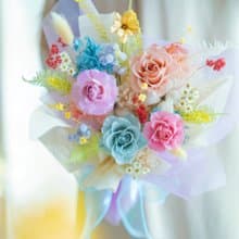 繽紛永生玫瑰花束 多巴胺 永生花 告白花束 生日禮物 七夕情人節