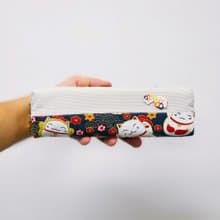 招財貓布藝陶藝扭扣手工小筆袋/化妝袋