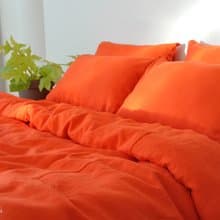 Bright orange linen duvet cover / Softened linen / Comforter cover / Quilt cover