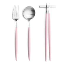 葡萄牙Cutipol GOA系列 粉紅柄 主餐三件組(叉匙筷)