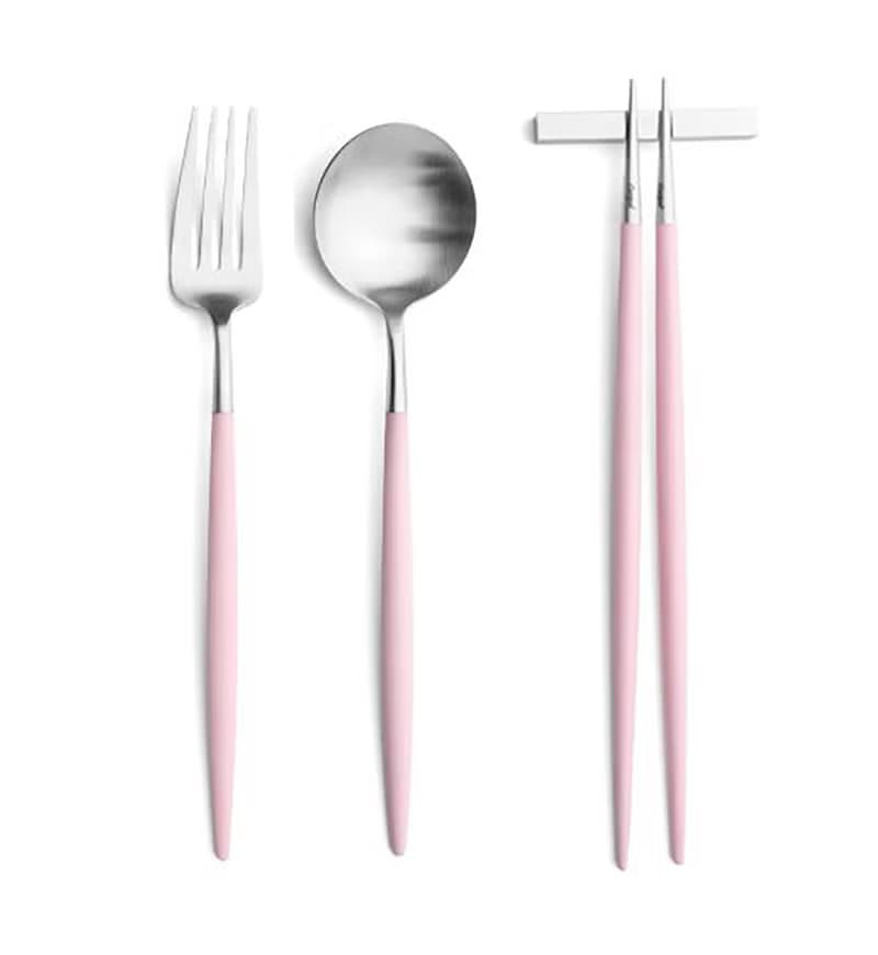 葡萄牙Cutipol GOA系列 粉紅柄 主餐三件組(叉匙筷)