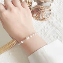 天然巴洛克珍珠小碎銀設計手鍊